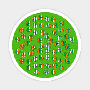 St Patricks Day Shamrock Green White Orange Stripes Magnet